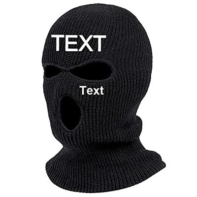 kstomize Personalized Customize Beanie Balaclava Mask Hat Womne Men Winter Masked Ski Cycling Hat with Embroidery Letters Text Name Logo (Area1) Black