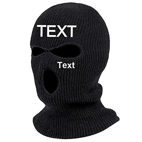 kstomize Personalized Customize Beanie Balaclava Mask Hat Womne Men Winter Masked Ski Cycling Hat with Embroidery Letters Text Name Logo (Area1) Black