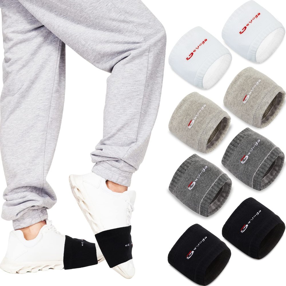 Geyoga Dance Shoe Covers Socks for Dancing on Smooth Floors over Sneakers Protecting Knee(4 Pairs,White, Light Gray, Dark Gray, Black)