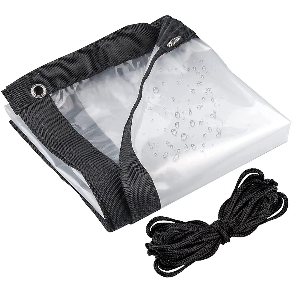 ZHANGY Clear Tarpaulin Cover Waterproof 20x20ft, Clear Poly Tarps Heavy Duty Waterproof, Transparent Tarp Waterproof with Rustproof Grommets, UV Resistant, with Ropes