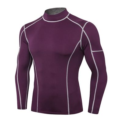 Men's Compression Shirts Long Sleeve Athletic Workout Tops Gym Undershirts Active Sports Baselayers 2-Wine W Medium