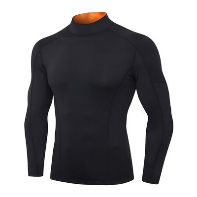 Men's Compression Shirts Long Sleeve Athletic Workout Tops Gym Undershirts Active Sports Baselayers 2-b Orange Medium