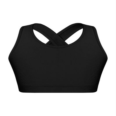 HULIJA Girls Kids Criss Cross Back Mock Neck Crop Tops Bra for Ballet Dance Sports Workout Activewear Black 16 Years