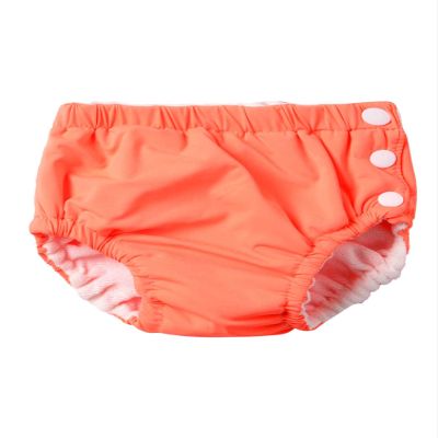 Moily Baby Girls Boys Swim Diapers Bloomer Button-up Washable Toddler Swimming Trunks Shorts Orange 9-12 Months