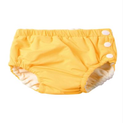 Moily Baby Girls Boys Swim Diapers Bloomer Button-up Washable Toddler Swimming Trunks Shorts Yellow 9-12 Months