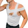 Mens Tank Tops Sexy Irregular Sleeveless Tee Shirt Fashion Hollow Out Lightweight Designer Tops for Yoga Beach Vacation White view 1