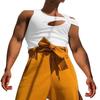 Mens Tank Tops Sexy Irregular Sleeveless Tee Shirt Fashion Hollow Out Lightweight Designer Tops for Yoga Beach Vacation White view 2