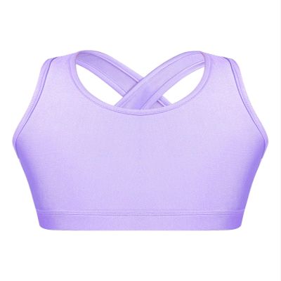 HULIJA Girls Kids Criss Cross Back Mock Neck Crop Tops Bra for Ballet Dance Sports Workout Activewear Purple 9-10 Years