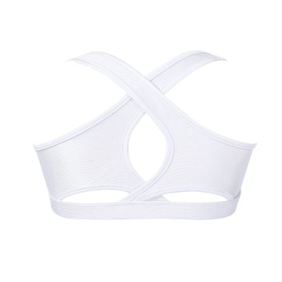 HULIJA Girls Kids Criss Cross Back Mock Neck Crop Tops Bra for Ballet Dance Sports Workout Activewear White 7-8 Years