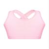 HULIJA Girls Kids Criss Cross Back Mock Neck Crop Tops Bra for Ballet Dance Sports Workout Activewear Pink 9-10 Years view 1