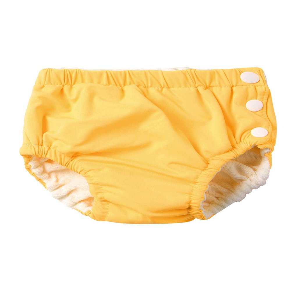 Moily Baby Girls Boys Swim Diapers Bloomer Button-up Washable Toddler Swimming Trunks Shorts Yellow 12-18 Months