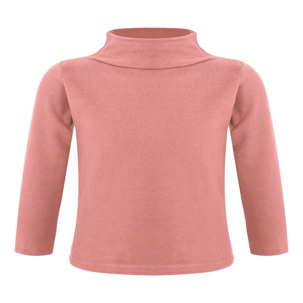 Hansber Baby Girls Boys Thermal Underwear Top Turtleneck T-Shirts Stretchy Long Sleeve Winter Baselayer Vest Pink 4-5