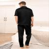 SWOMOG Mens Satin Pajama Set Short Sleeve Classic Sleepwear Button Down Silky Loungewear with Long Pants Black Large view 4