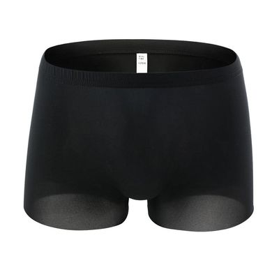 Saohuo Men's Stretch Underpants Wide Waistband Pure Color Ice Silk Trunks Breathable Soft Comfy Athletic Supporter Underwear Black