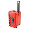 Orange & Blue Pelican 1637 Air case, Comes Empty and with Wheels. view 1