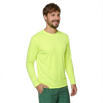 INGEAR Mens UPF 50+ Long Sleeve Sun Shirt  Quick-Dry UV Protection Rash Guard for Fishing, Hiking, Swimming & Outdoor Sports (NEON Yellow, Medium)
