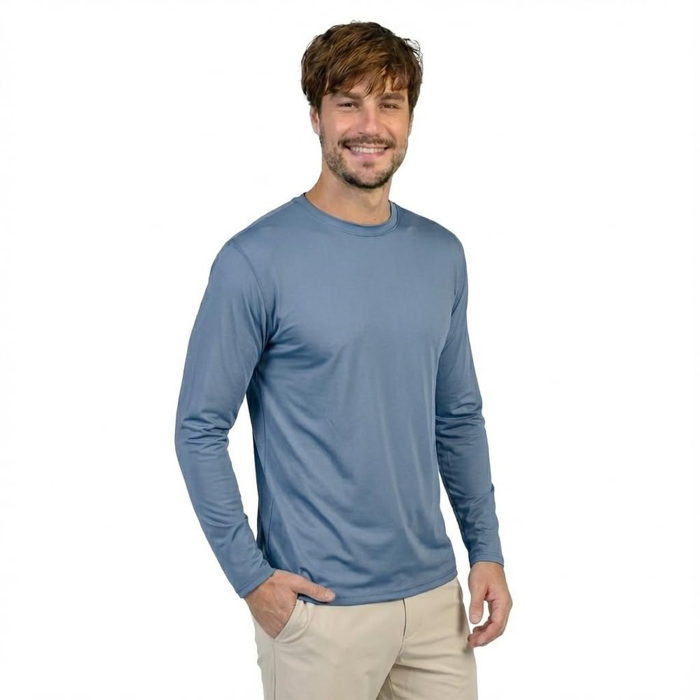 INGEAR Mens UPF 50+ Long Sleeve Sun Shirt  Quick-Dry UV Protection Rash Guard for Fishing, Hiking, Swimming & Outdoor Sports (Marina Blue, XX-Large)