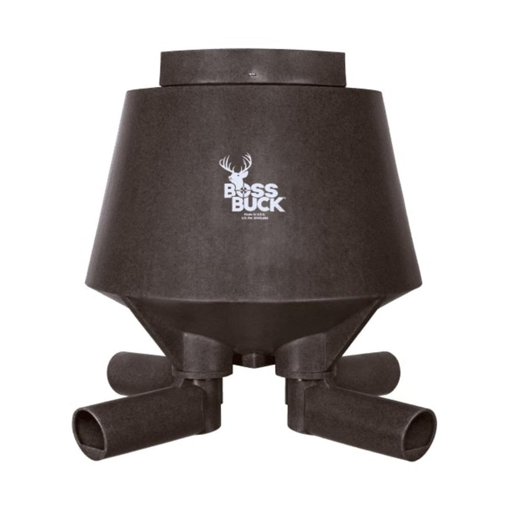 Boss Buck Hunting Durable Lightweight Plastic Windproof Waterproof Gravity Feed Deer Post Feeder with 4 Removable Tubes and Lid, 350 LB
