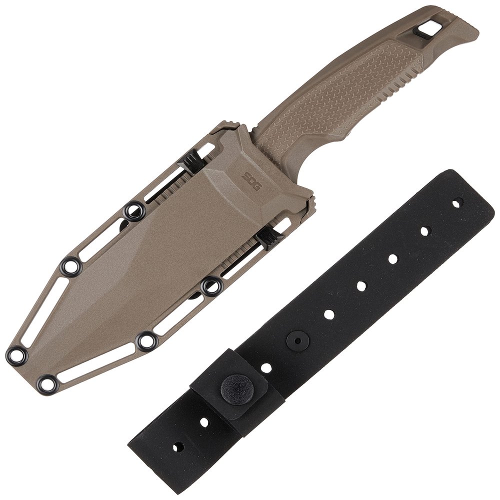 SOG Recondo FX Partially Serrated Fixed-Blade Tactical Duty Knife |Full-Tang CRYO 440C Stainless Steel Blade | Rubberized Grip, FDE