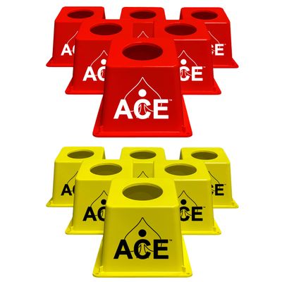CornholeAce Cornhole Airmail Box Bag Pong - 12 Airmail Boxes (6 Red & 6 Yellow) - The Ultimate Cornhole Bag Pong Game Play Experience