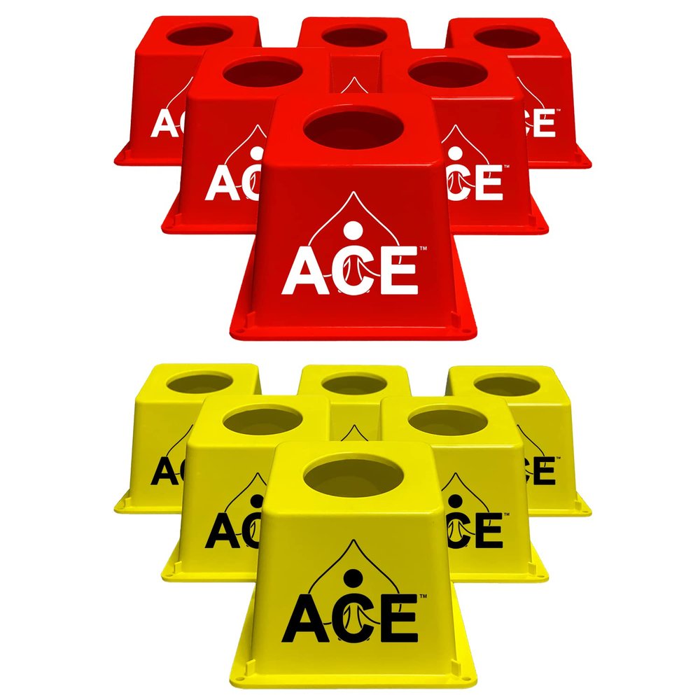 CornholeAce Cornhole Airmail Box Bag Pong - 12 Airmail Boxes (6 Red & 6 Yellow) - The Ultimate Cornhole Bag Pong Game Play Experience