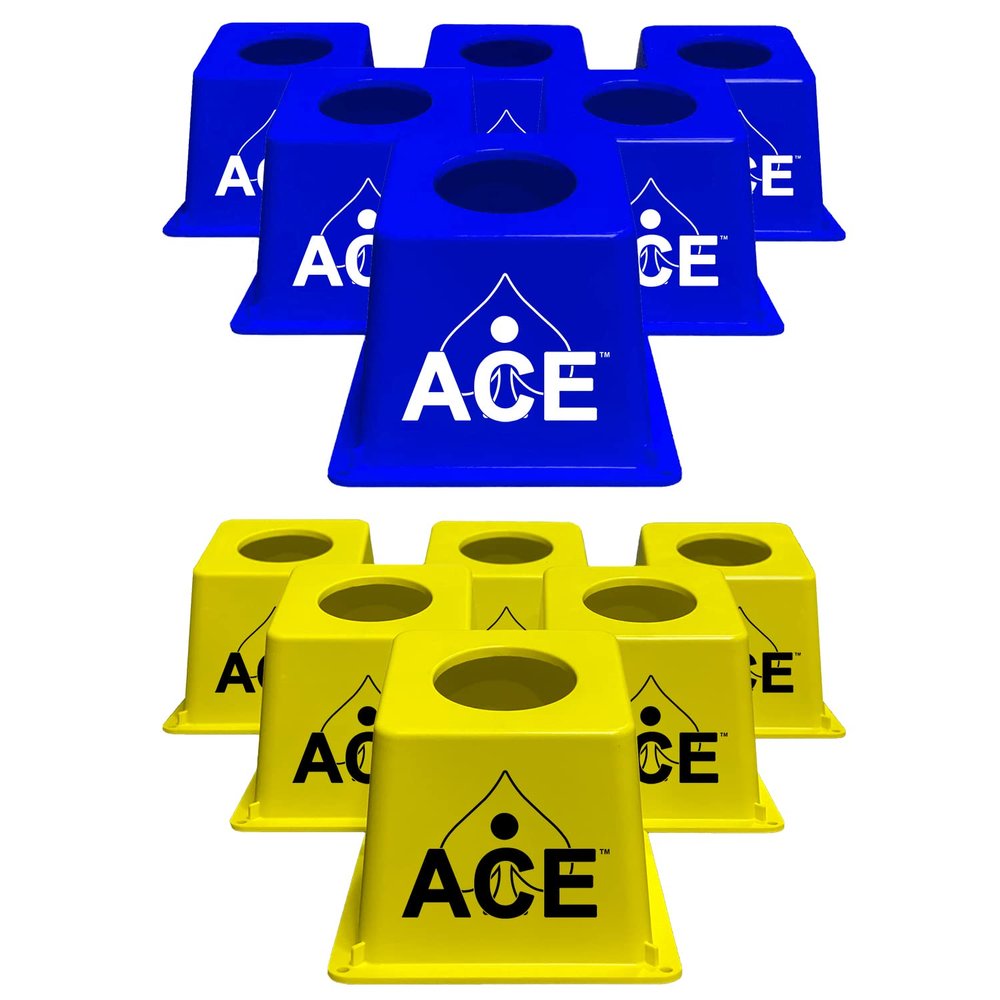 Cornhole Airmail Box Bag Pong - 12 Airmail Boxes (6 Blue & 6 Yellow) - The Ultimate Cornhole Bag Pong Game Play Experience