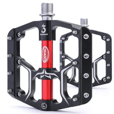 Road/Mountain Bike Pedals - 3 Bearings 9/16 Aluminum Alloy Bicycle Pedals - Mountain Bike Pedal with Removable Anti-Skid Nails