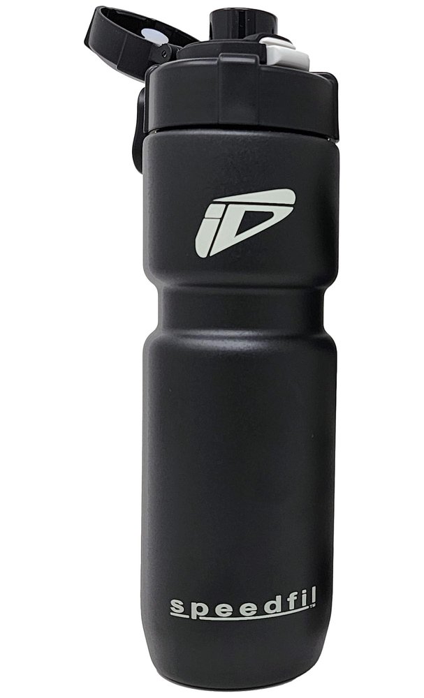 Speedfil Speedflask 21 oz. Vacuum Insulated Stainless Steel Cycling Sports Water Bottle with NEW Bounce Back Lid 2.0 (Black)