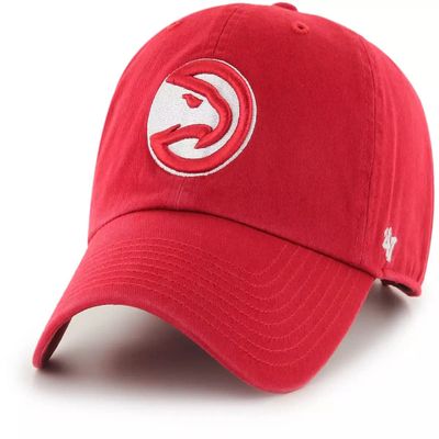 47 NBA Alternate Clean Up Adjustable Hat, One Size Fits All (Atlanta Hawks Red)