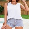 Womens Tank Tops Summer Graphic Sleeveless Loose T Shirts, Solid White, L view 2