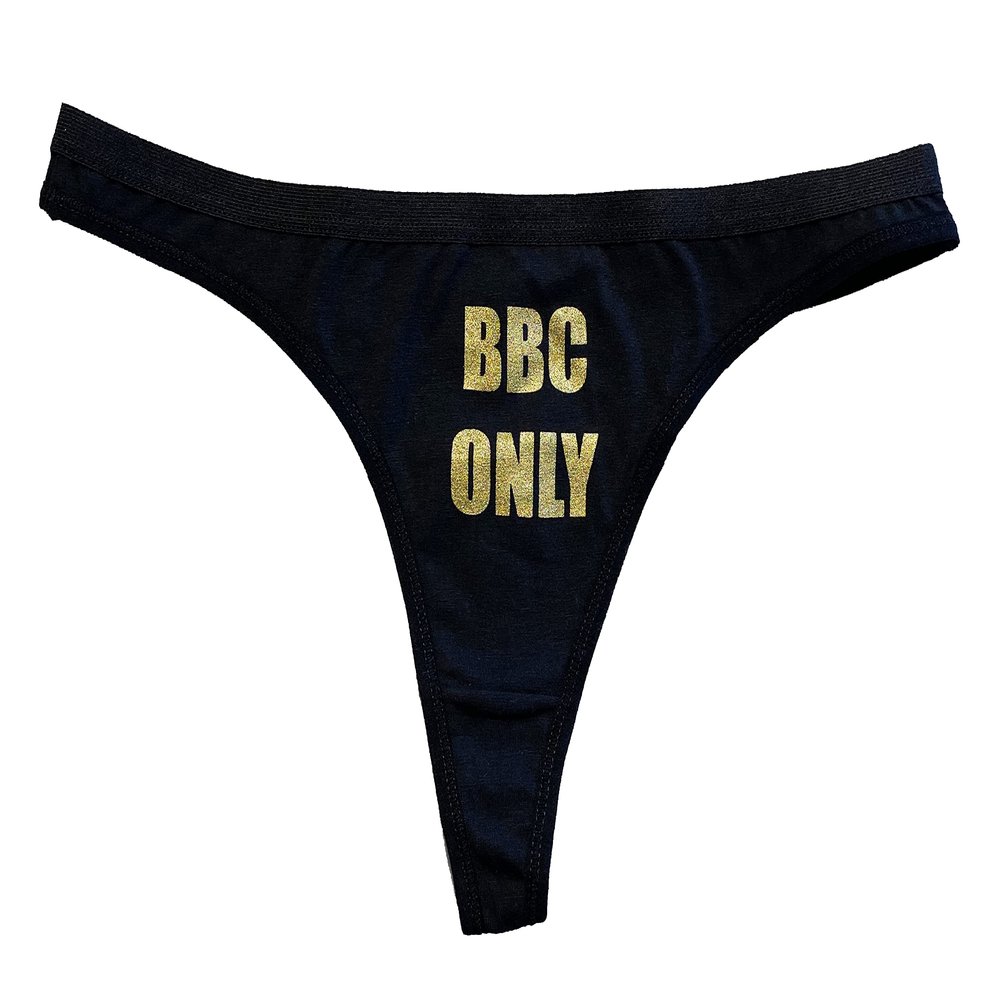 BBC Only Thong Panty Color and Style Options (Medium, Black-Gold)