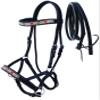 CHALLENGER Horse Western Black Leather Beaded Bitless Padded Sidepull Bridle Reins 77RS23BK view 1