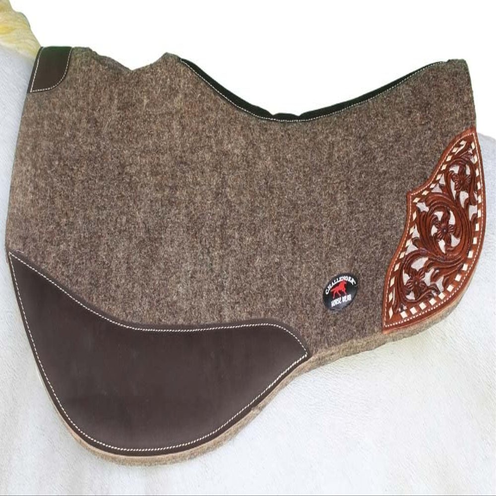 CHALLENGER Horse 32" x 32" Western Contoured Wool Felt Barrel Saddle Pad 39223GR