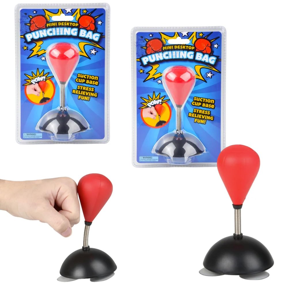 The Dreidel Company 5" Desktop Punching Bag, Table Top Games, Junior Beginner Party Favors (Pack of 2) - Red