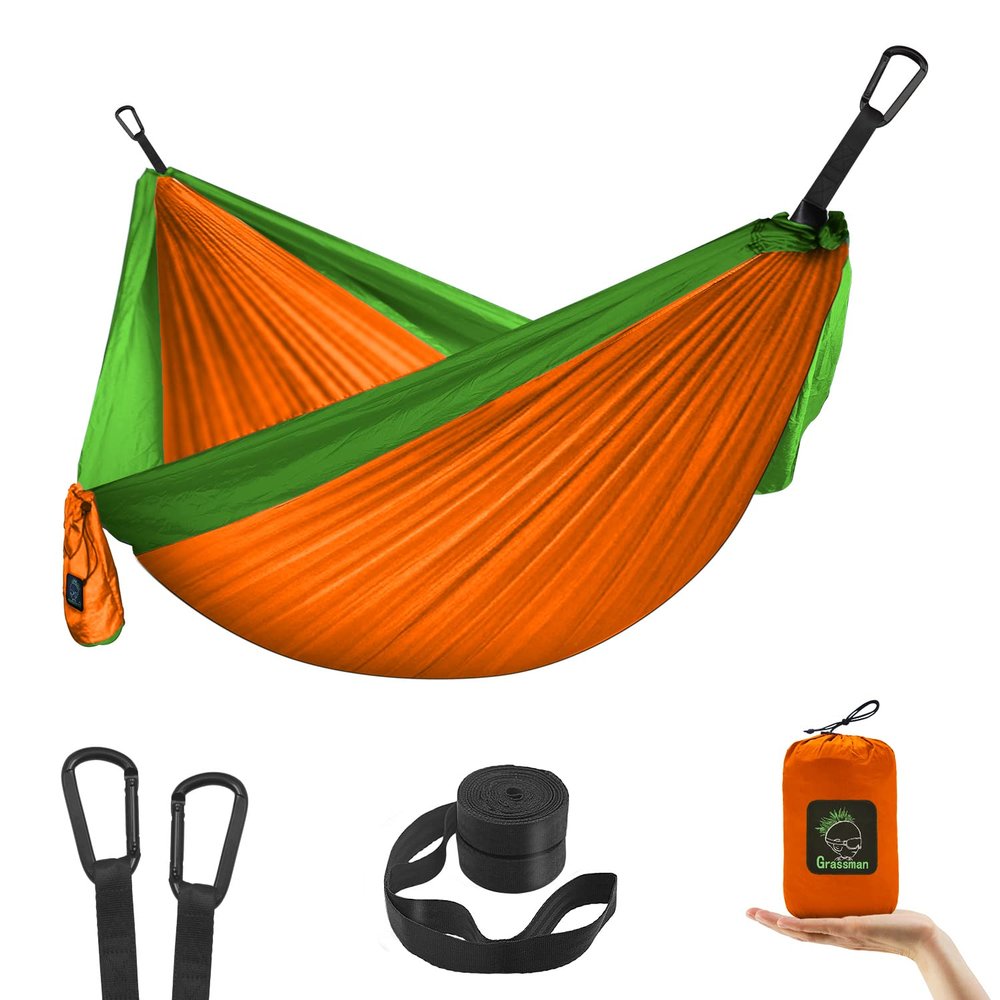 Grassman Kids Small Hammock for Camping Portable Hammock for Child Girls Boys Ultralight Backpack Mini Hammocks with Straps Orange