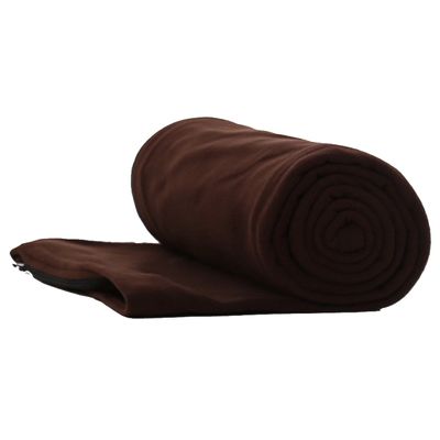 Fleece Sleeping Bag Liner with Zipper for Adult Warm or Cold Weather, Camping Blanket for Outdoor Indoor Used (Coffee)
