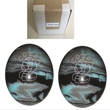 BuyBocceBalls - EPCO Duckpin Bowling Balls - (4 3/4 inch- 3lbs. 10oz.) - Pack of 2 - Cobra Pro Rubber - Black, Light Blue & White - Made in USA