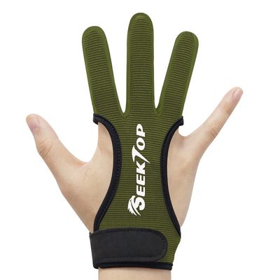 Seektop Archery Gloves Shooting Hunting Leather Three Finger Protector for Youth Adult Beginner (Green, M)