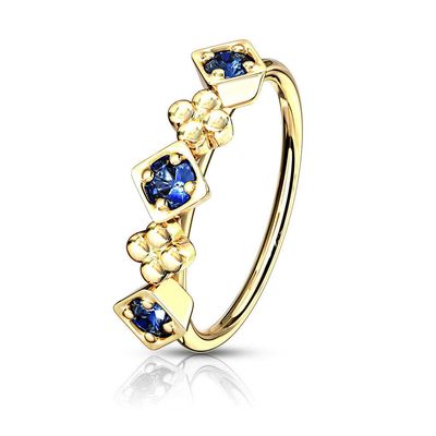 Square CZ Flowers Ear Cartilage Earrings Daith Tragus Helix Hoop Nose Rings 20G - Blue