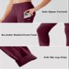 Willit Girls Horse Riding Pants Tights Kids Equestrian Breeches Knee-Patch Youth Schooling Tights Zipper Pockets Burgundy S view 4