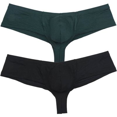 OROCOJUCO Men's Underwear Brazilian Bikini Boxer Trunk Briefs Sexy Fashion with Pouch Mini Sport Underpants 2-Pack MH L