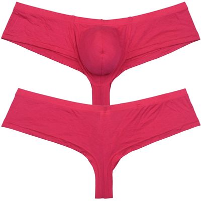 OROCOJUCO Men's Underwear Brazilian Bikini Boxer Trunk Briefs Sexy Fashion with Pouch Mini Sport Underpants 2-Pack Pink M