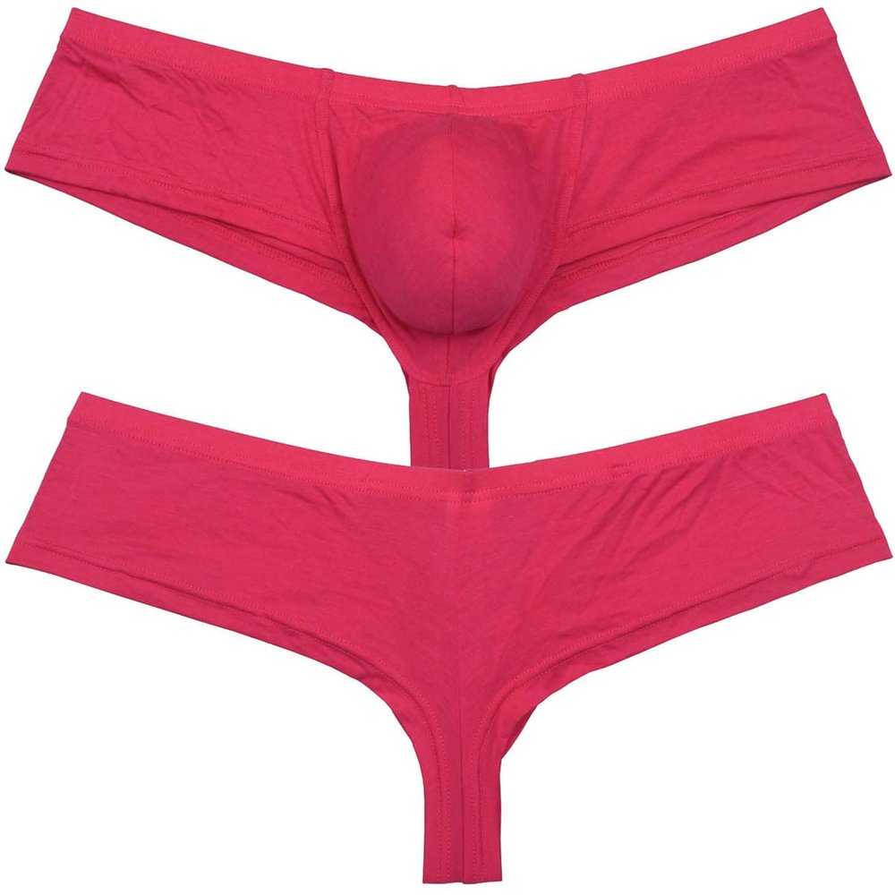 OROCOJUCO Men's Underwear Brazilian Bikini Boxer Trunk Briefs Sexy Fashion with Pouch Mini Sport Underpants 2-Pack Pink M