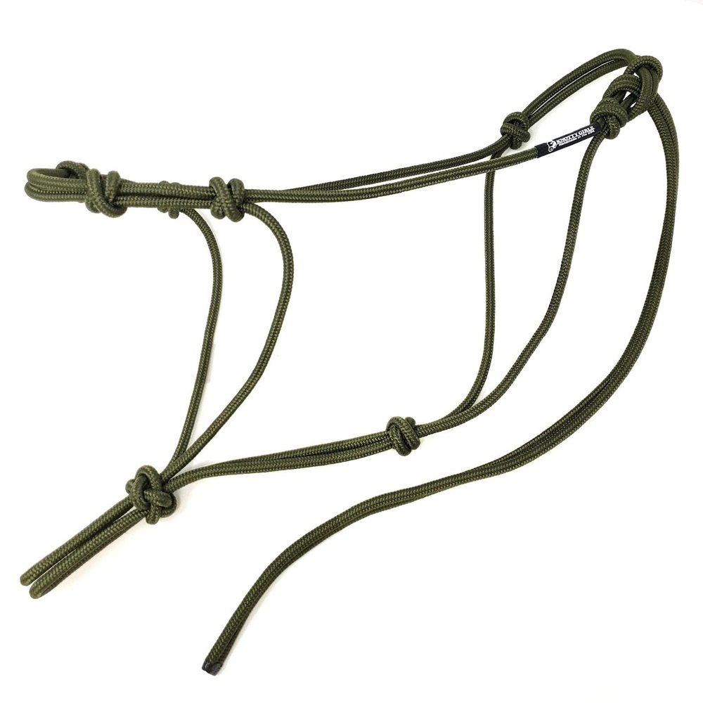 Knotty Girlz Horse Rope Training Halter - 4 Knot 1/4" Stiff Halter Cord - Used by Famous Trainers Multiple Sizes Multiple Colors (Olive Green Standard)