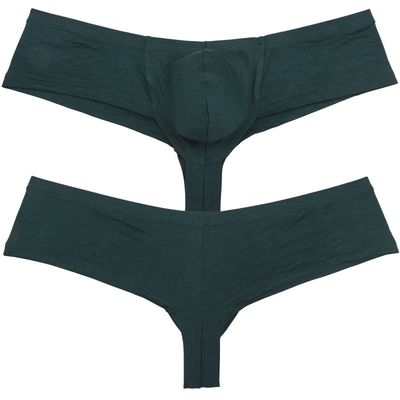 OROCOJUCO Men's Underwear Brazilian Bikini Boxer Trunk Briefs Sexy Fashion with Pouch Mini Sport Underpants 2-Pack Dark Green M