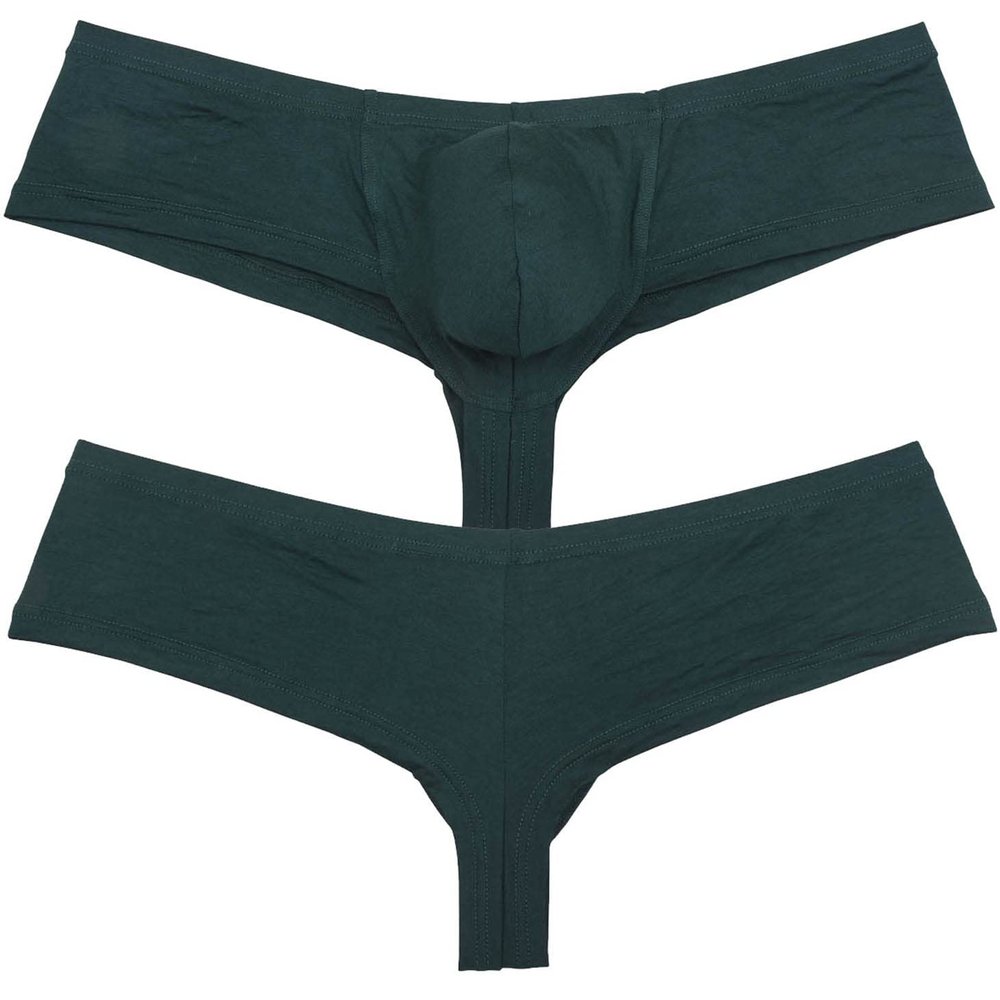 OROCOJUCO Men's Underwear Brazilian Bikini Boxer Trunk Briefs Sexy Fashion with Pouch Mini Sport Underpants 2-Pack Dark Green M