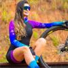 CYTSH Breathable Cycling Suit Women's Cycling Jersey Long Sleeve Clothing Skinsuit SetsRiding Sets Jumpsuit Kits with Pockets (Color : 2, Size : Medium)