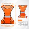Reflective Running Vest for Men Women, High Visibility Safety Vest with Large Pocket, Lightweight Reflective Running Gear for Motorcycle,Cycling,Jogging,Walk At Night, Adjustable Waist, 2 PCS, Orange view 3