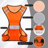 Reflective Running Vest for Men Women, High Visibility Safety Vest with Large Pocket, Lightweight Reflective Running Gear for Motorcycle,Cycling,Jogging,Walk At Night, Adjustable Waist, 2 PCS, Orange view 4