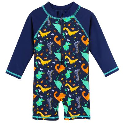 HUAANIUE Baby/Toddler Boy One-Piece Swimsuit UPF 50+ Long Sleeve Swimwear